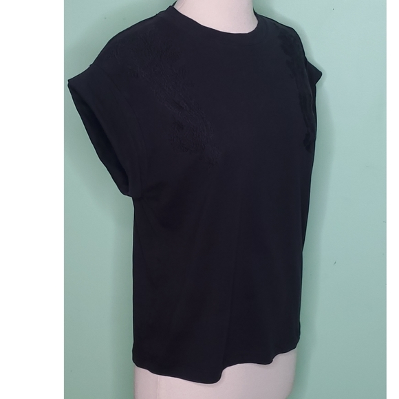 H&M Distressed Black Cap Sleeve Top - Picture 2 of 8